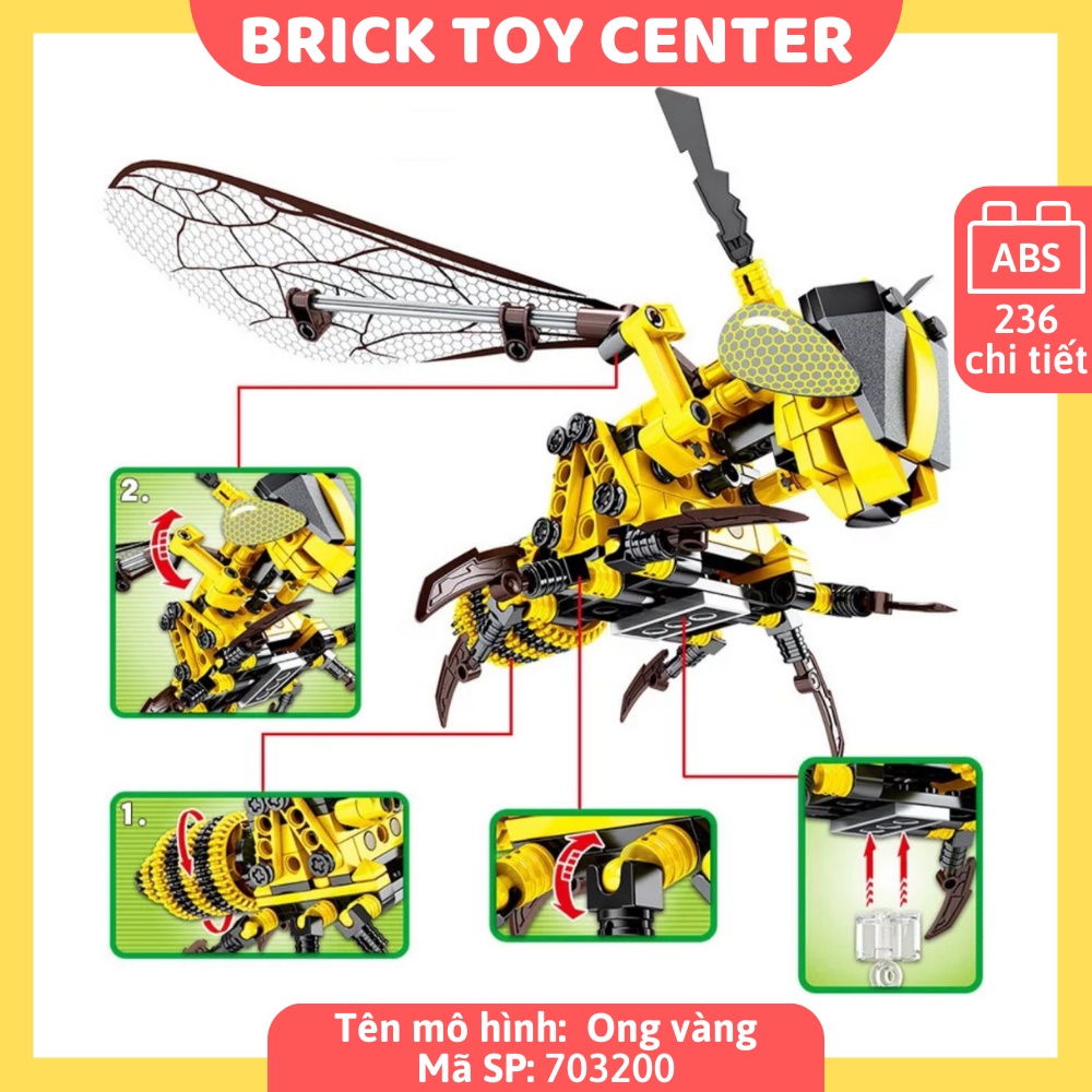 Đồ chơi lắp ráp technic Sembo block mô hình động vật ong vàng chuồn chuồn ớt bươm bướm