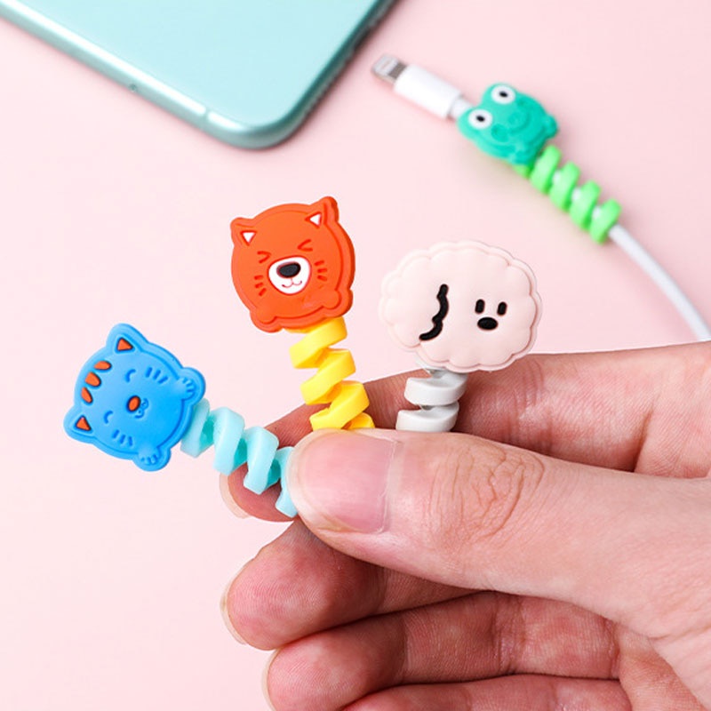 Dây Cáp Sạc USB Bảo Vệ Cáp Dữ Liệu Bằng Silicon Hoạt Hình Thông Dụng
