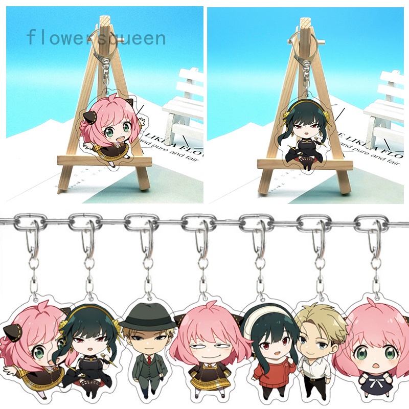 flowersqueen Móc Khóa Nhựa Acrylic Hình Nhân Vật Anime Yor Loid Anya