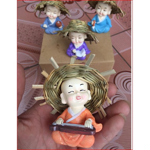 BỘ TƯỢNG 4 CHÚ TIỂU CẦM KỲ THỊ HỌA ( ĐỘI NÓN RƠM) | BigBuy360 - bigbuy360.vn