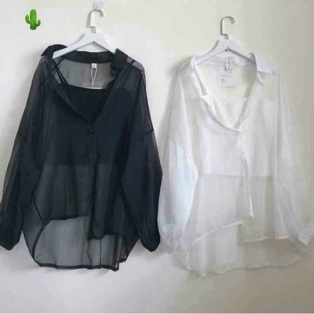 Áo sơ mi nữ 2 món von lụa fom rộng