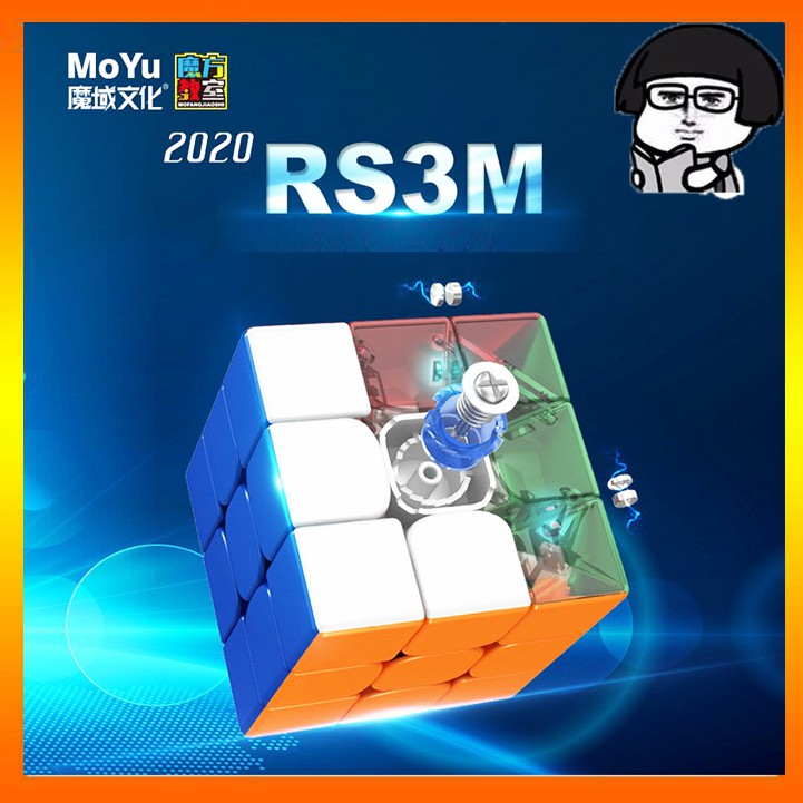 Rubik 3x3 Nam Châm Hãng Mod - Rubik 3x3x3 Gắn Nam Châm Không Viền Cao Cấp [TẶNG ĐẾ, LUBE, VẶN ỐC]]