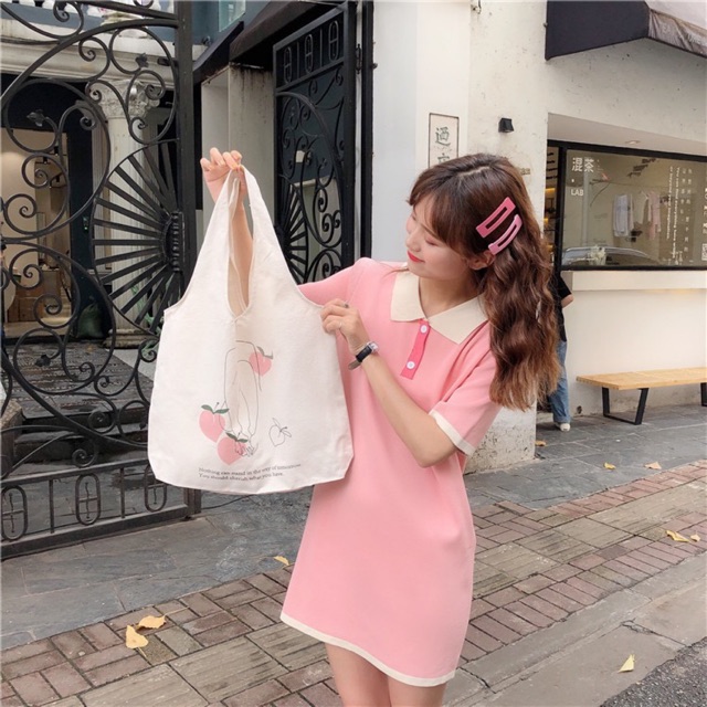 Túi vải tote quả đào
