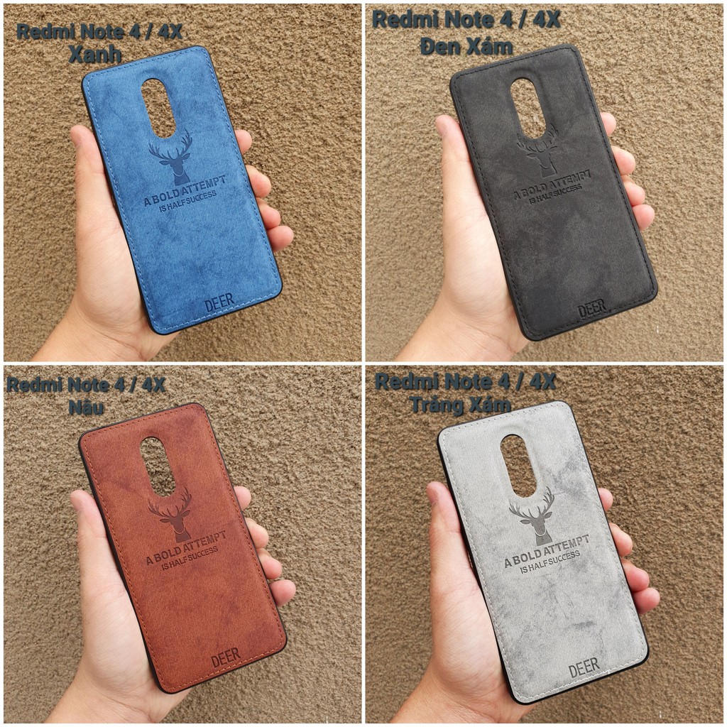 Ốp lưng Xiaomi Redmi Note 4/4x, 5 Plus , Note 7, Note 6 Pro vân da khắc hình Hươu rẻ đẹp nam tính