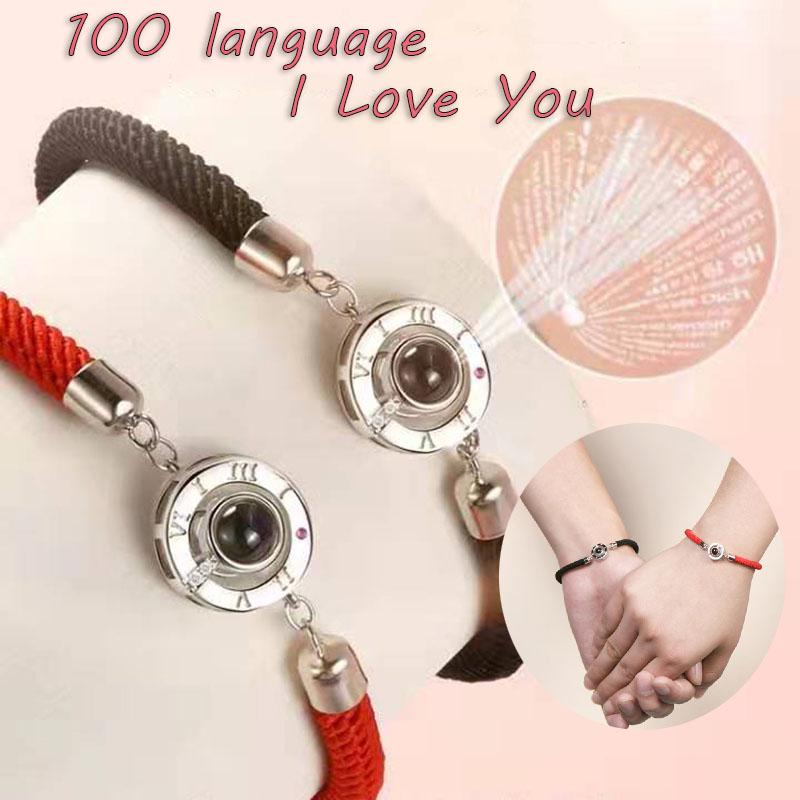 Vòng Tay Mặt Khắc Chữ I Love You Bằng 100 Ngôn Ngữ Thời Trang Cho Cặp Đôi