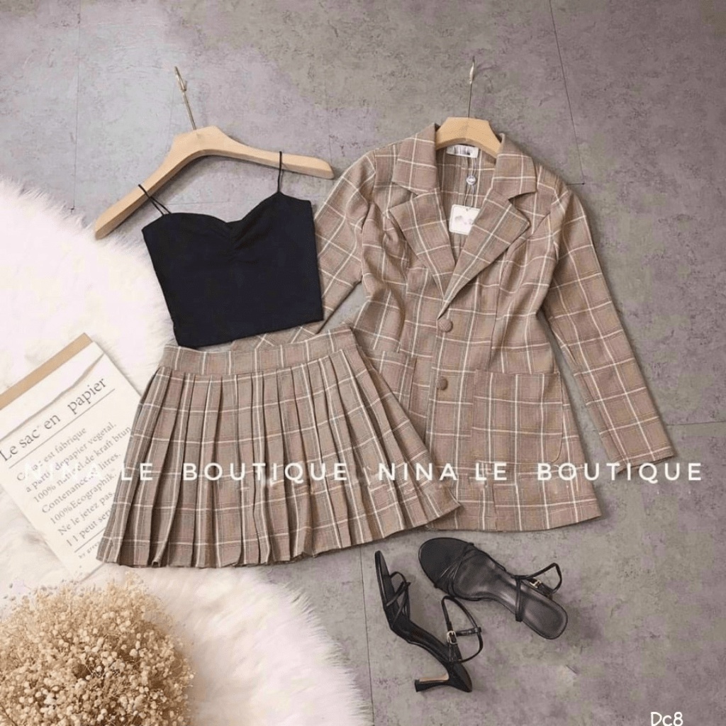 Mẫu Bán Chạy Nhất -- Sét Ford Lót Cotton Áo Blaser Phối Váy Làm Các Anh Lo Lắng UP