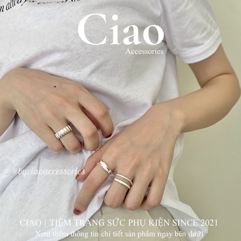 [HOẢ TỐC 1H] Nhẫn mạ bạc S925 thiết kế xoắn phong cách trendy cá tính Finn Ciao