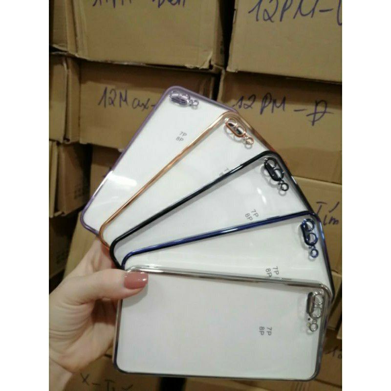 Ốp lưng dẻo viền vuông cho iPhone Xs Max X Xr 7 8 plus lưng trong viền màu