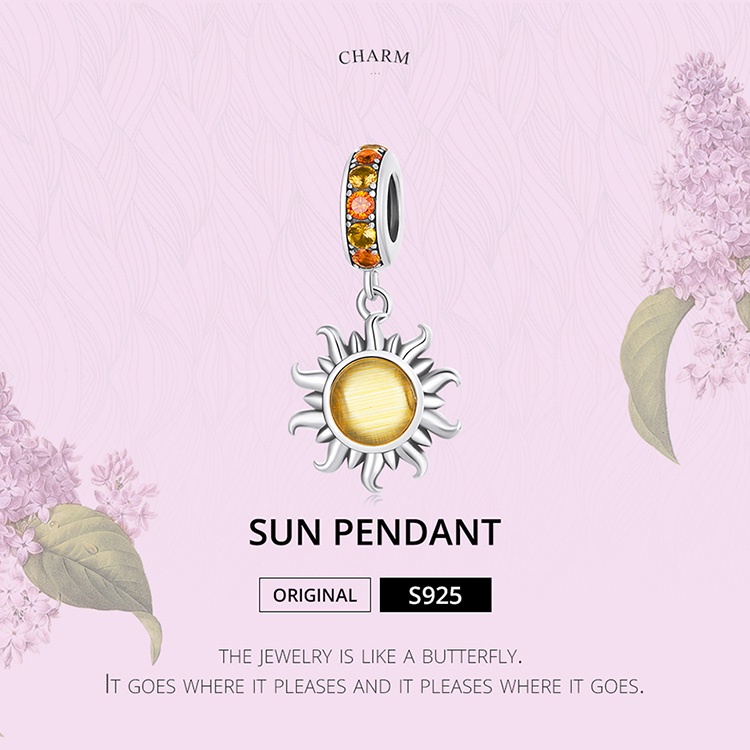 Mặt dây BAMOER hình mặt trời bằng bạc 925 SCC2210