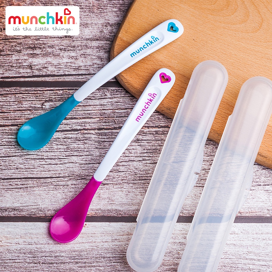 Thìa ăn dặm báo nóng Munchkin đầu mềm an toàn cho bé