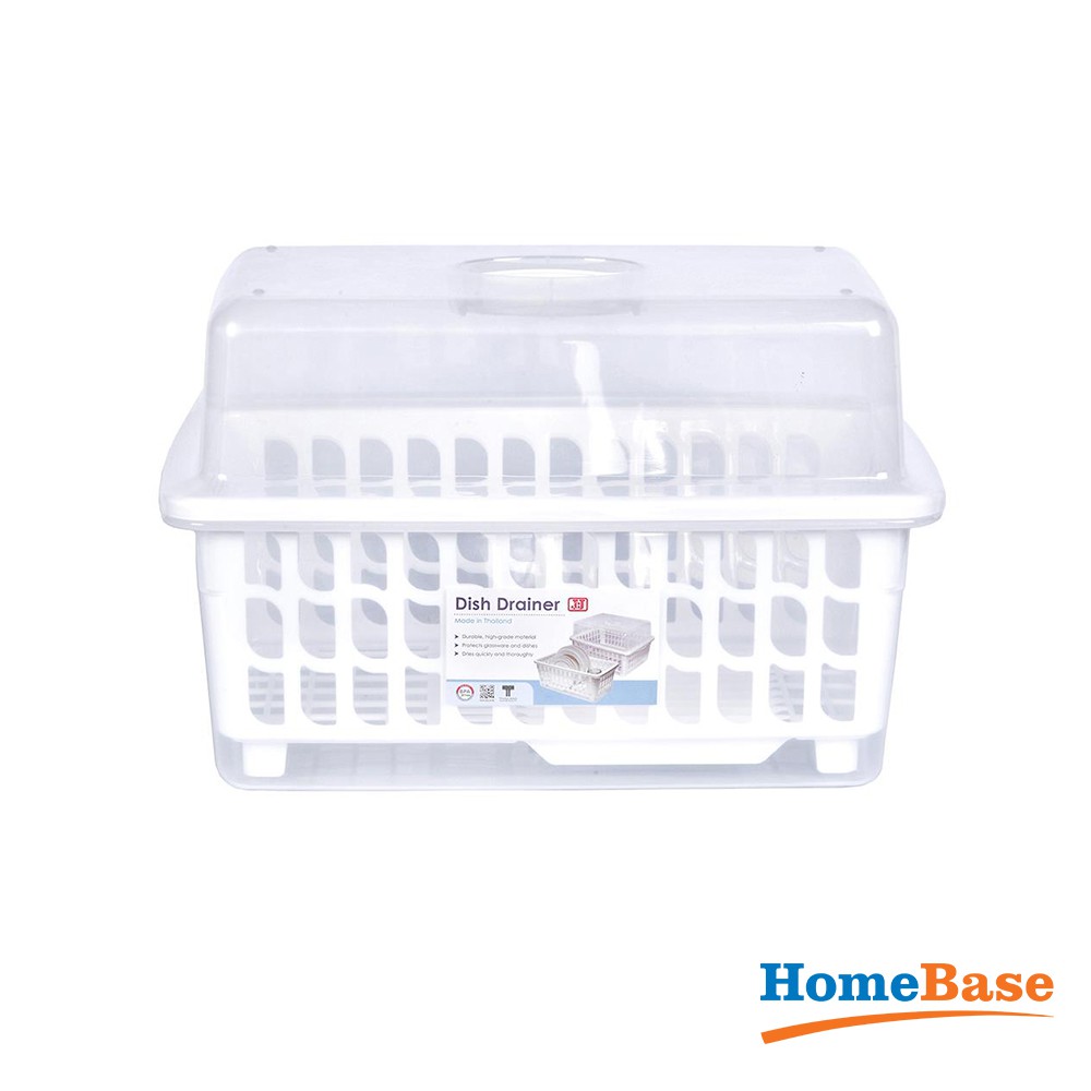 HomeBase JCJ Kệ để chén đĩa bằng nhựa có nắp đậy Thái Lan W45xD24xH29.5 Cm trắng