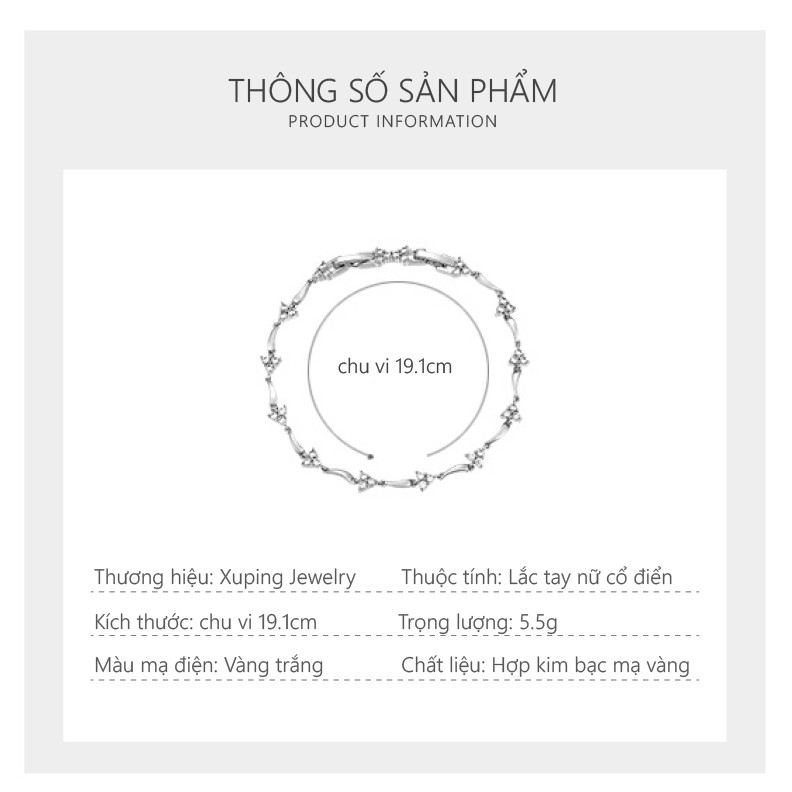 Vòng Tay Nữ Mạ Vàng Trắng, Đính Đá Nhã Nhẹn Sang Trọng  - XPLT20