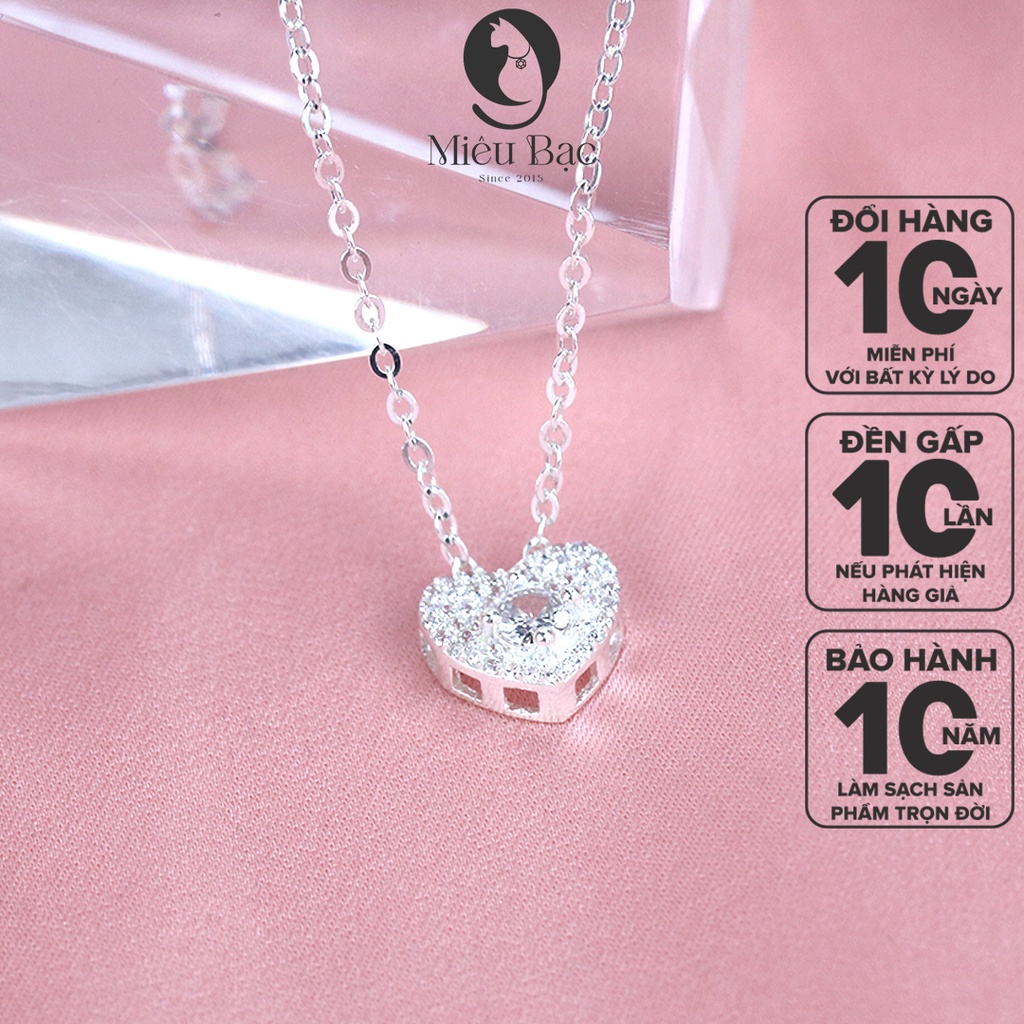 Dây chuyền bạc nữ trái tim đính đá full chất liệu bạc s925 thời trang phụ kiện trang sức nữ Miêu Bạc D400807