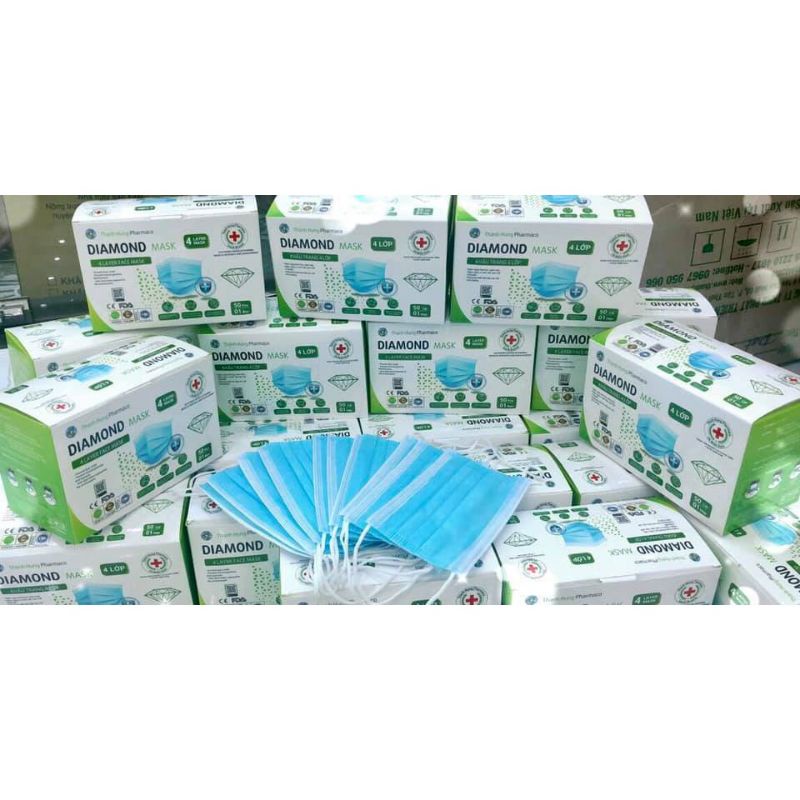 Khẩu trang y tế xanh 4 lớp