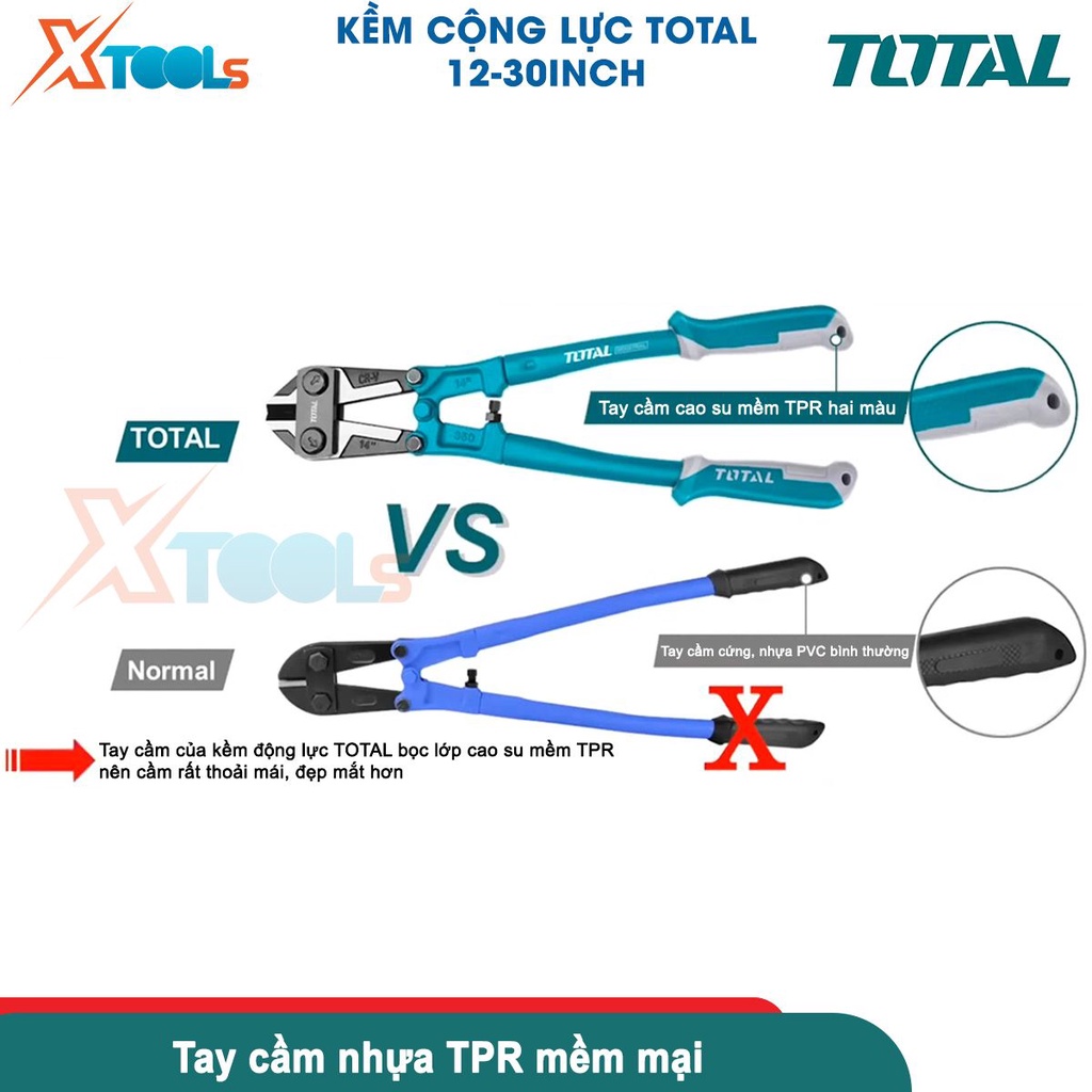 Kìm cộng lực TOTAL 12-30inch, chất liệu thép CR-V đen bóng cứng cáp, tay cầm bọc cau su TPR êm tay [CHÍNH HÃNG][XTOOLS]