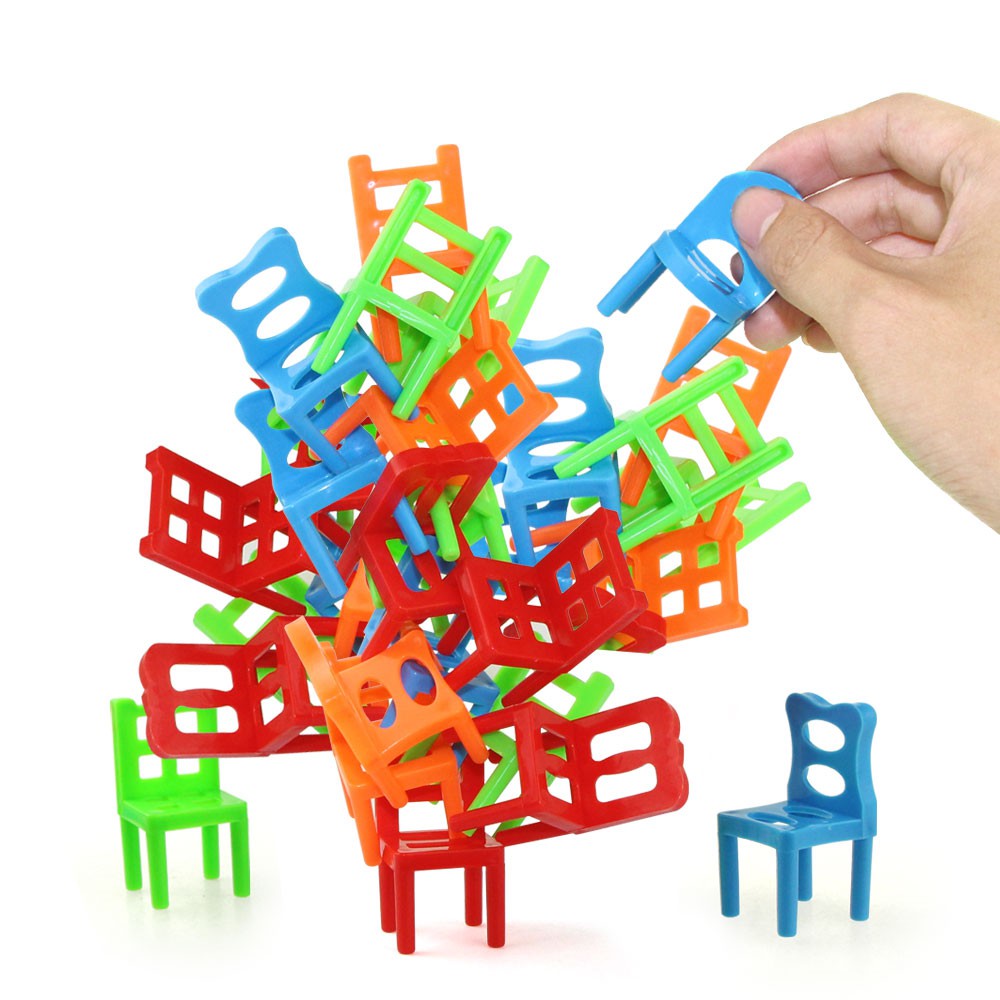 Set 18 chiếc ghế mini bằng nhựa cho bé chơi trò cân bằng độc đáo thú vị
