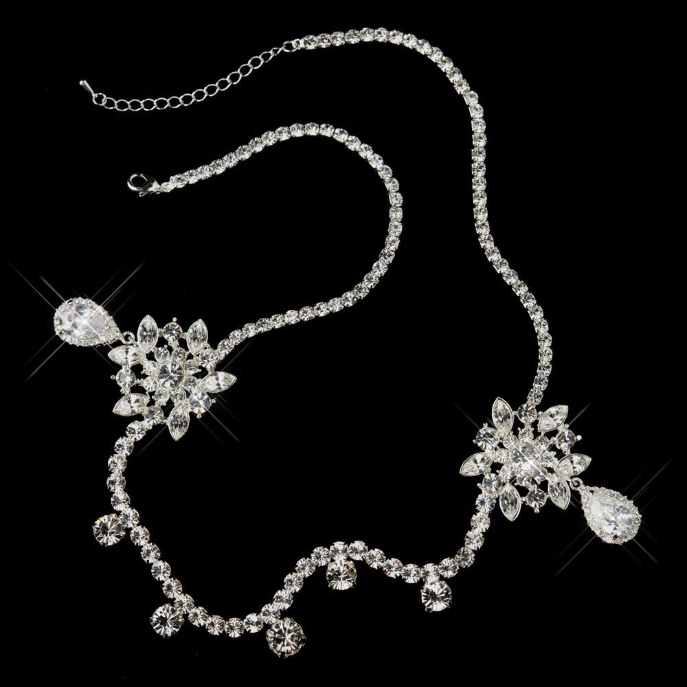 Mới Set Vòng cổ Và Bông Tai Hình Giọt Nước Đính Đá Sang Trọng Cho Cô Dâu