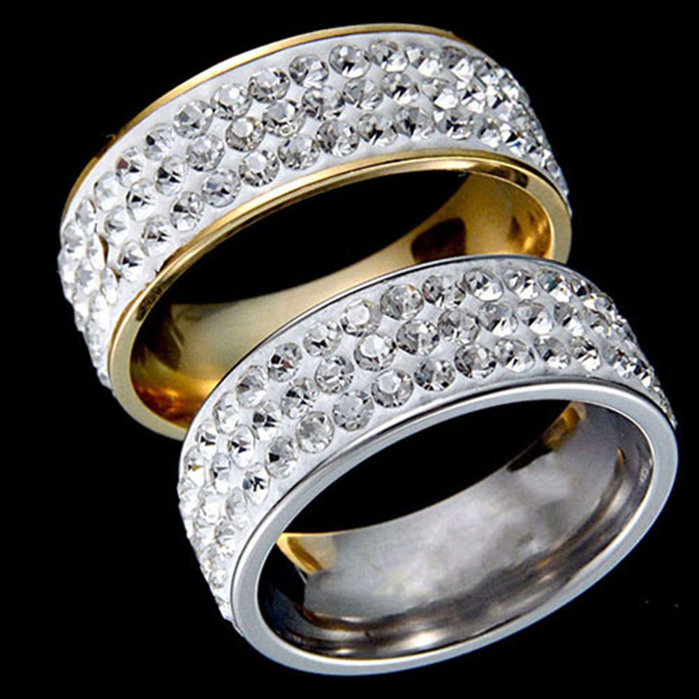 Nhẫn thép titan đính đá nhân tạo đẹp mắt cho nam nữ