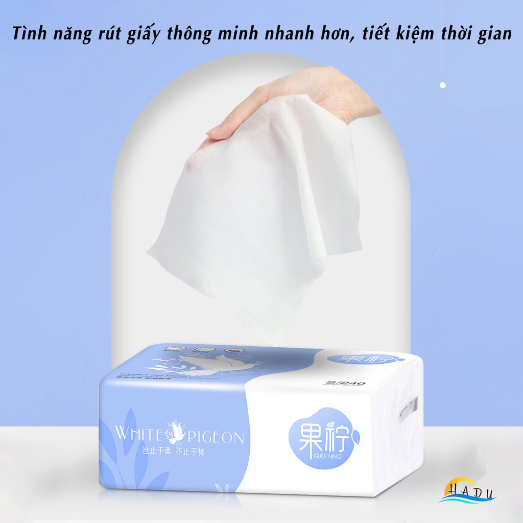 [FLASH SALE 3 NGÀY] Giấy ăn vuông rút Hadu ba lớp cao cấp không mủn khi ngâm nước êm ái an toàn cho da