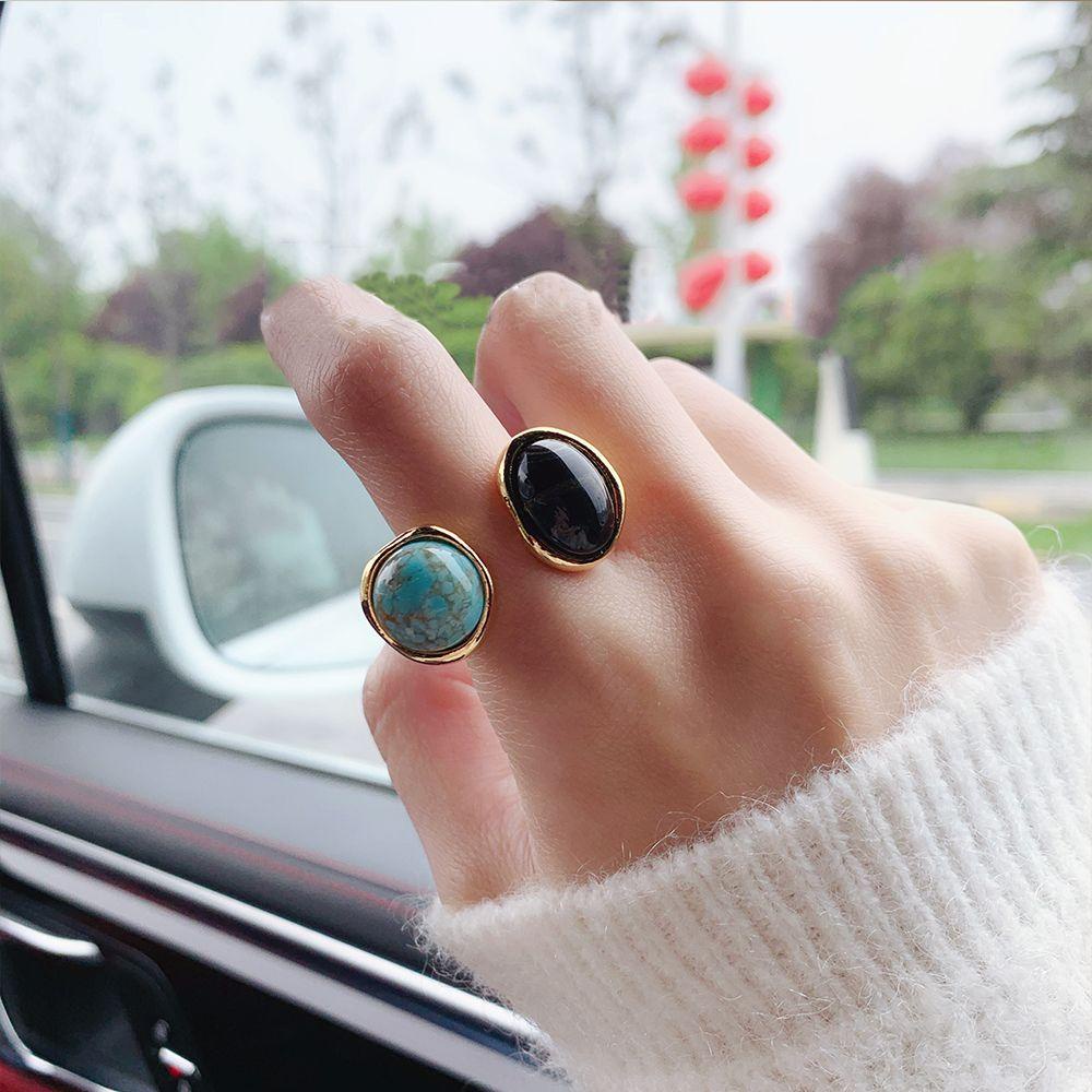 Nhẫn HợP Kim ĐíNh Đá Malachite Đơn GiảN ThờI Trang Cho Nữ