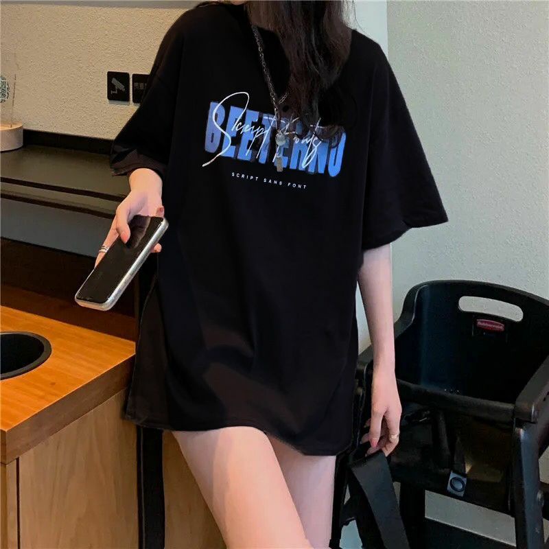 Áo Thun Tay Lỡ 100% Cotton Nam Nữ Unisex Form Rộng In Họa Tiết Chữ Ký