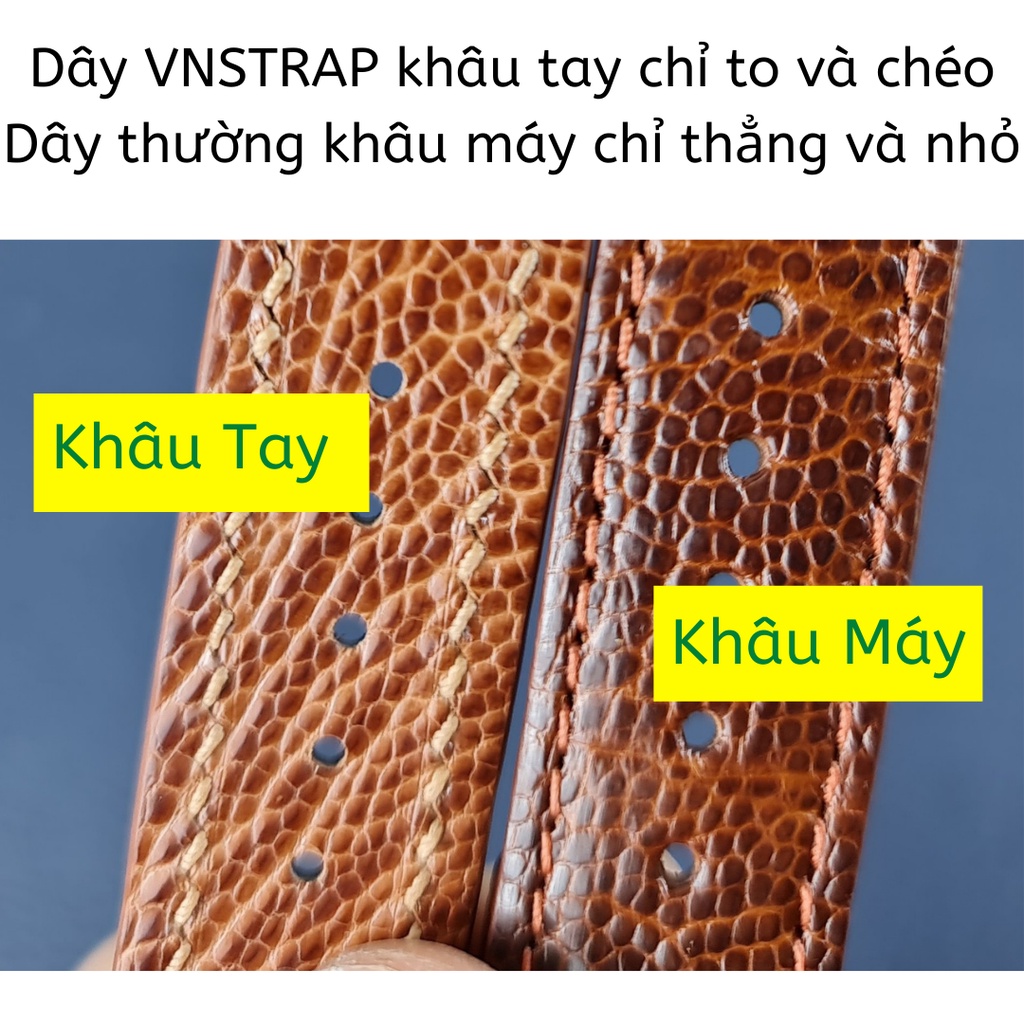 Dây da apple watch Đà điểu - D42 VNSTRAP khâu tay thủ công-lắp đồng hồ Apple series 3 series 4 series 5 series 6