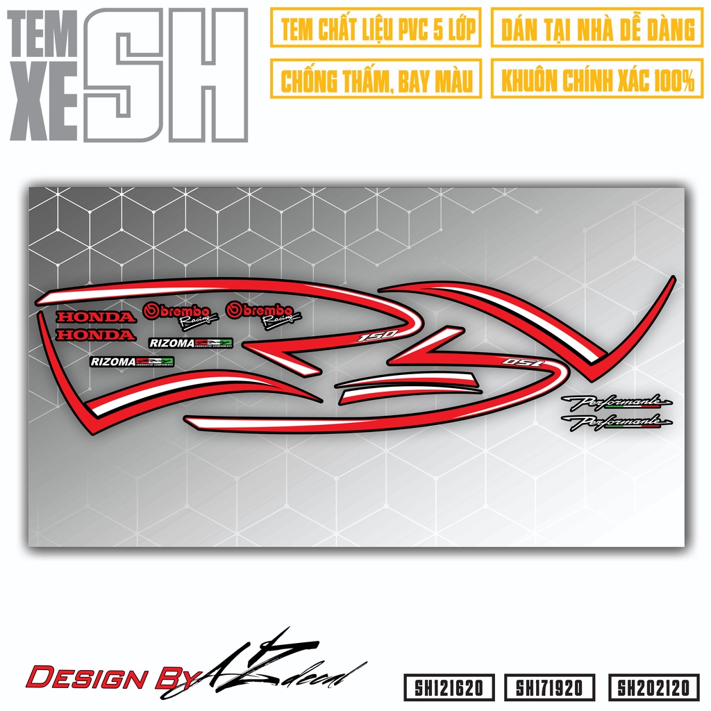 Tem Rời Dán SH Mẫu Tem Chỉ Cách Điệu | SH20 | Tem Chỉ Dán SH Chất Liệu Decal Cao Cấp, Chống Nước, Bền Màu