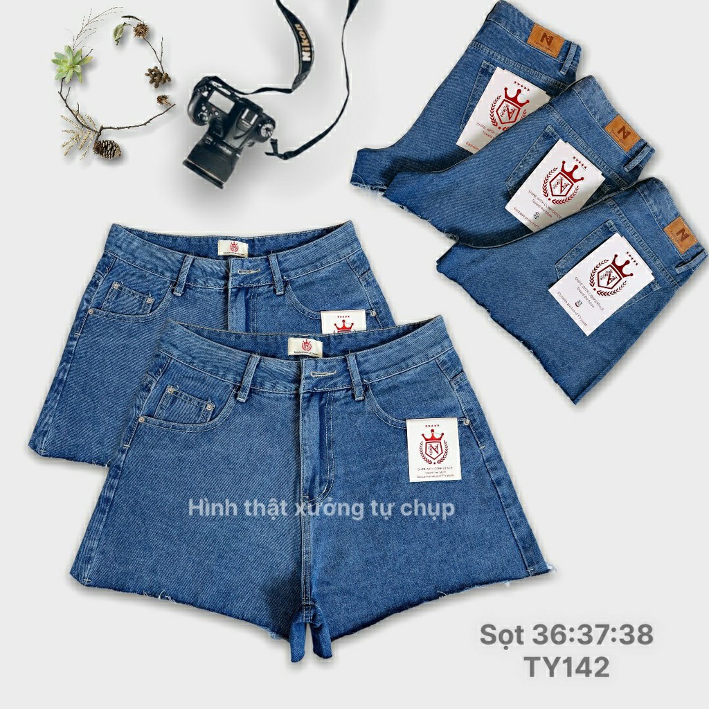 Quần Sọt Jean Nữ Mẫu Trơn Hàng Bigsize Màu Xanh Đậm