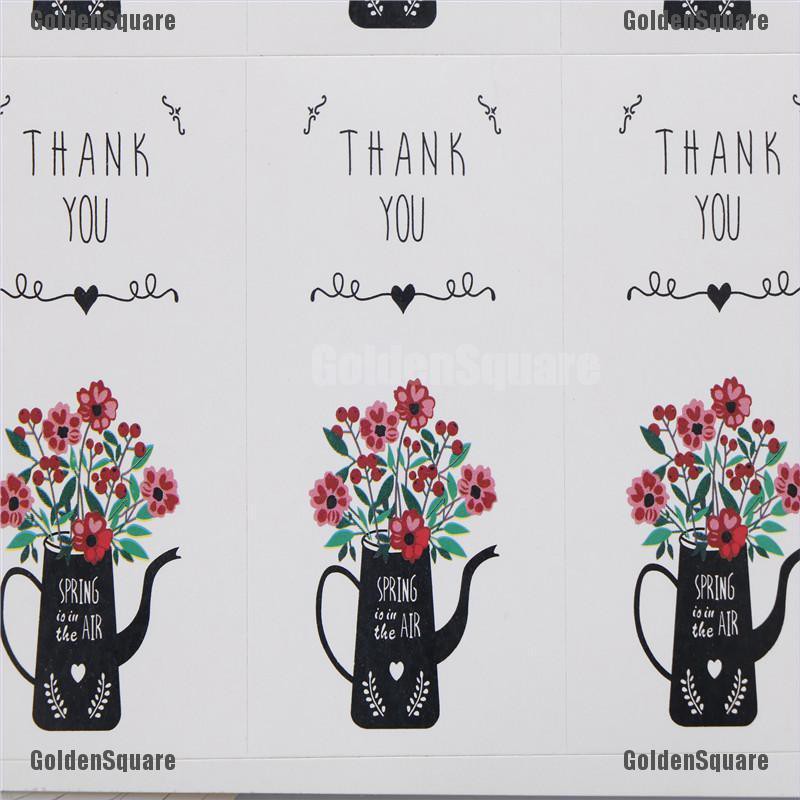 Bộ 60 Miếng Dán In Chữ Thankyou Và Hoa Xinh Xắn