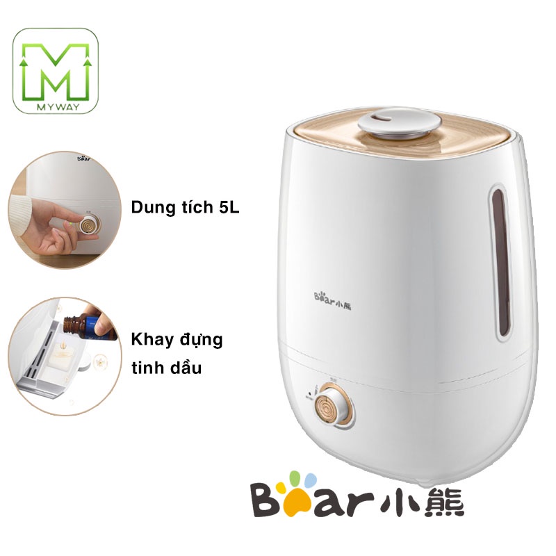 Máy phun sương tạo ẩm khuếch tán tinh dầu - Máy xông tinh dầu dung tích lớn 5L, 30W, Đèn Led Hiển Thị