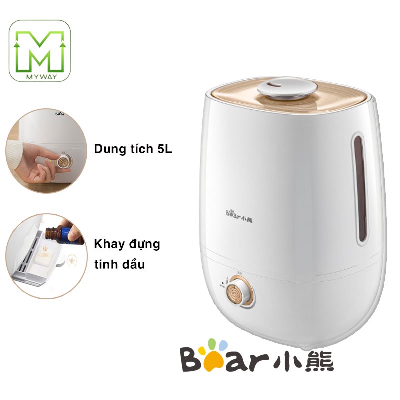 [CHÍNH HÃNG BEAR] Máy phun sương tạo ẩm khuếch tán tinh dầu - Máy xông tinh dầu dung tích lớn 5L, 30W, Đèn Led Hiển Thị