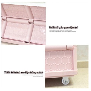 Thùng đựng đồ 55L có bánh xe kéo xếp gọn Pull&Fold