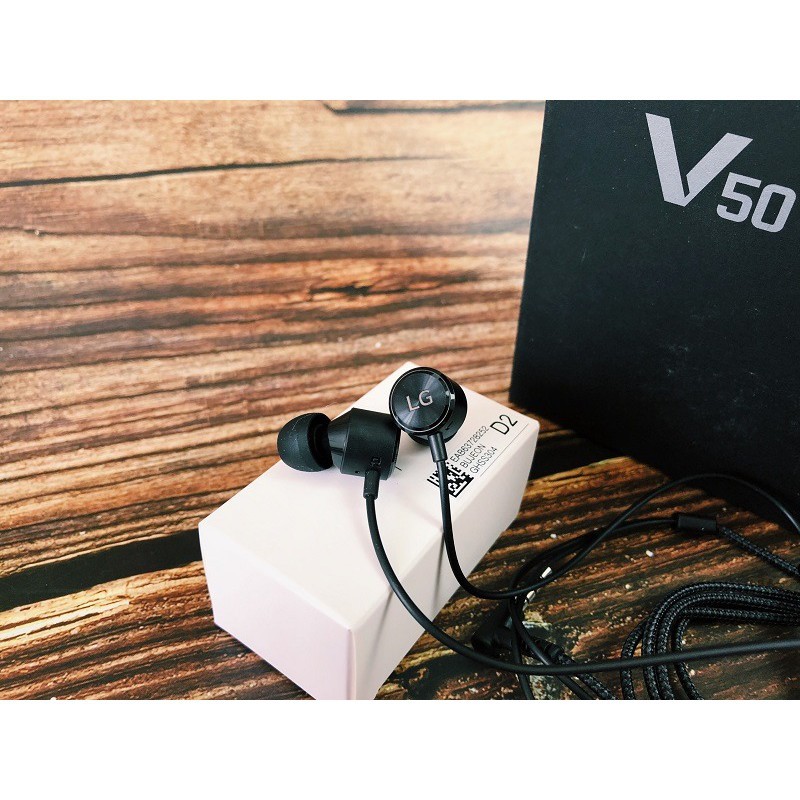 Tai nghe LG V40, V50 ThinQ Chính Hãng, Quadbeat 4 , Bass ấm cực phê - Tặng kèm dây quấn bảo vệ