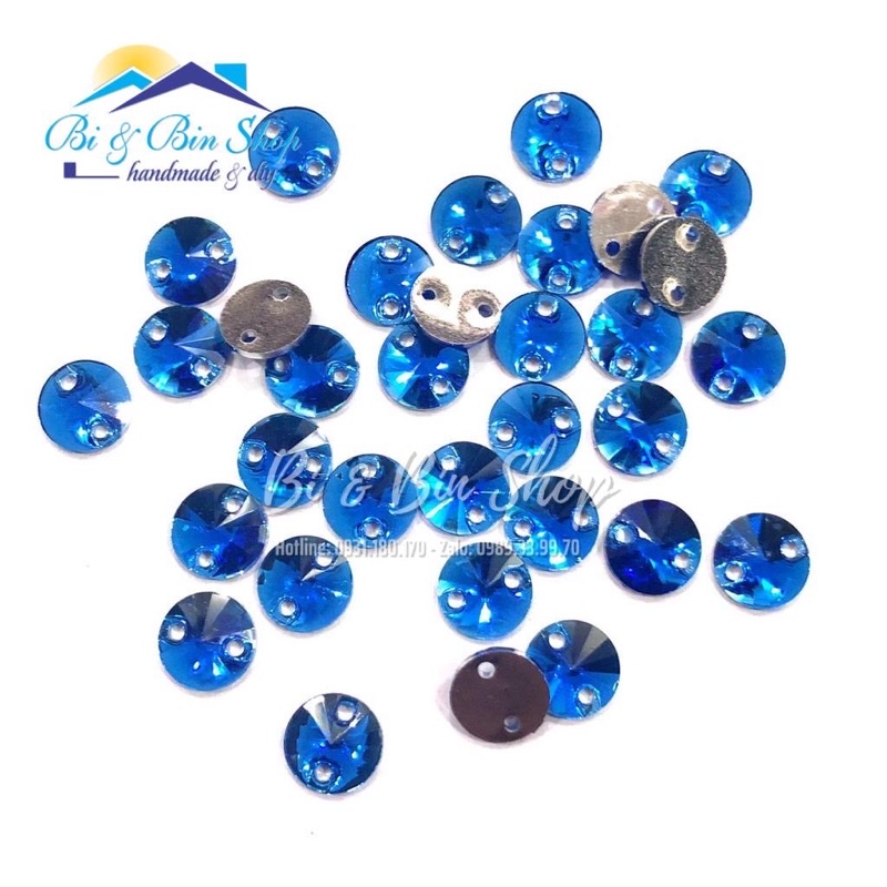 50 Viên Đá Kiếng Tròn 10mm Đính Kết Trang Phục Thời Trang, Làm Phụ Kiện Handmade