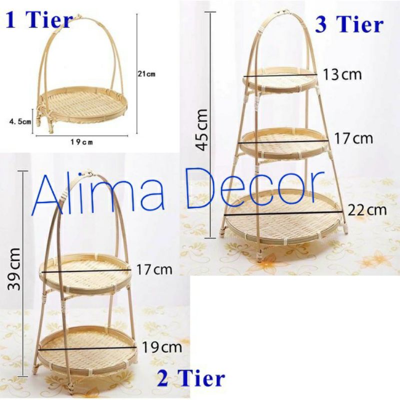 Mẹt Tre Đan 1 2 3 Tầng Trang Trí Đồ Ăn- Hàng Xuất Khẩu Đẹp