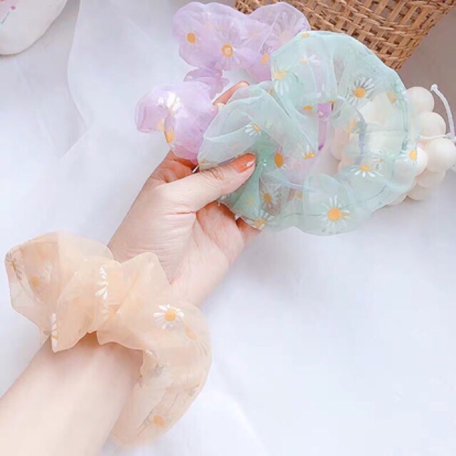 DÂY BUỘC TÓC SCRUNCHIES HOA CÚC dễ thương