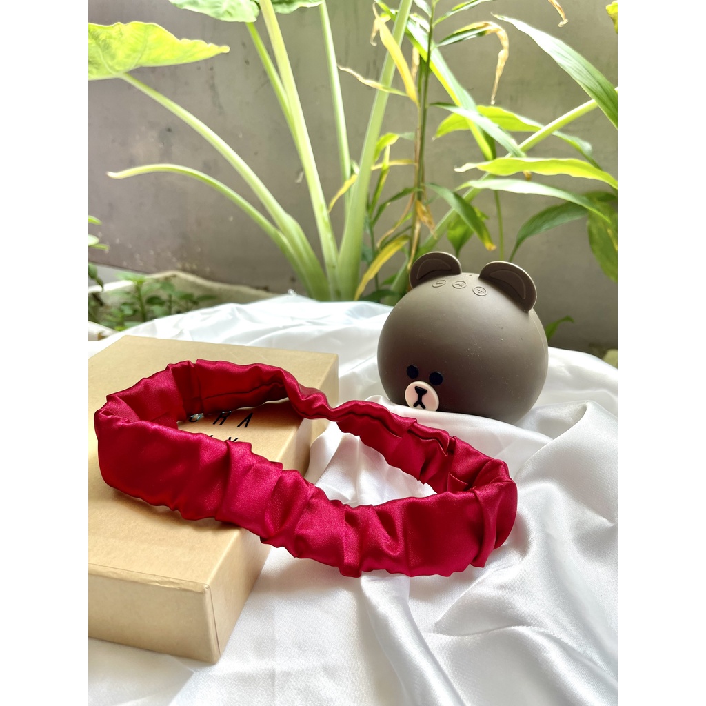 Băng đô lụa thun rửa mặt bờm cài tóc rửa mặt, makeup, trang điểm êm ái