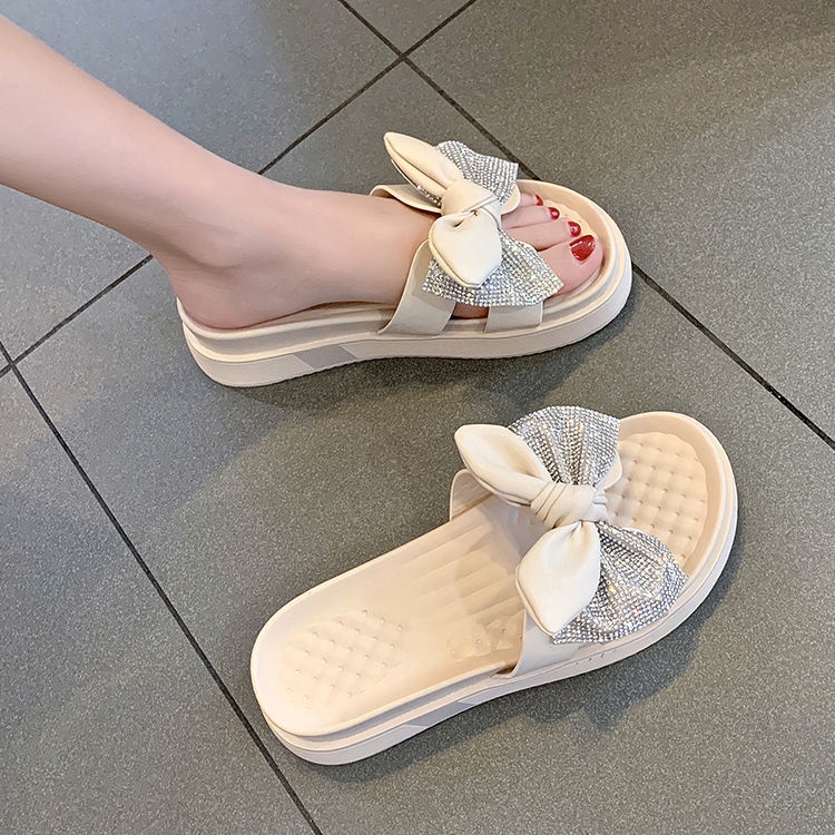 Giày Sandal Đế Mềm Chống Trượt Đính Nơ Thời Trang Dành Cho Nữ