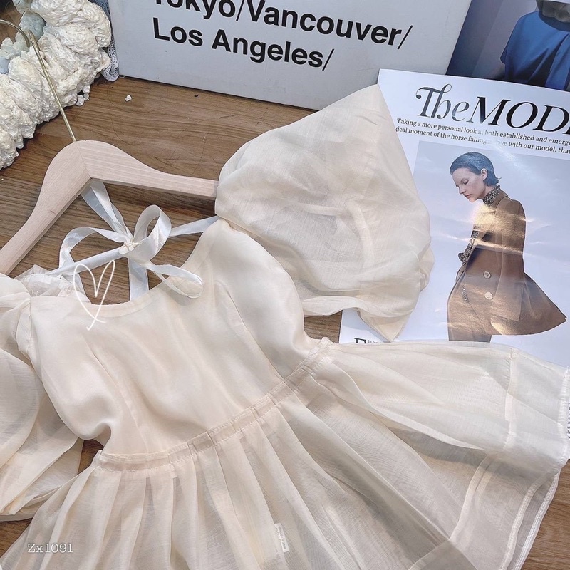 ÁO PEPLUM NUDE TAY PHỒNG PHỐI NƠ LƯNG | BigBuy360 - bigbuy360.vn