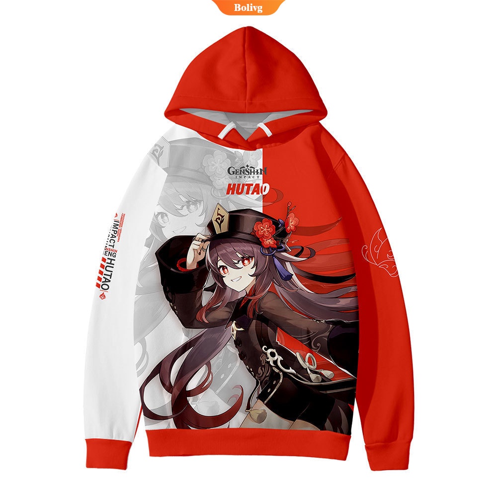 Áo khoác hoodie tay dài size lớn hóa trang Genshin Hutao làm quà tặng sinh nhật thường ngày
