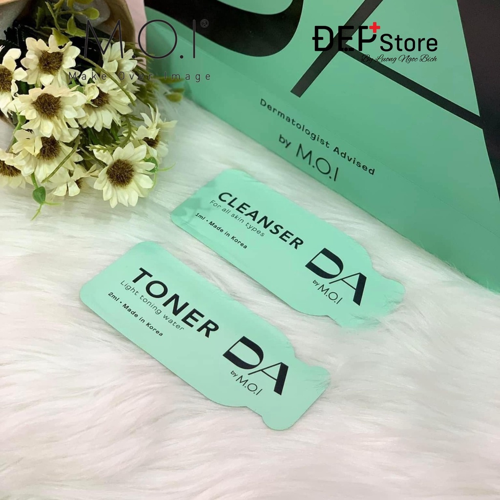 Set dưỡng da DA by M.O.I gồm toner và sữa rửa mặt 1,2ml