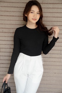 Áo thun gân tay dài croptop