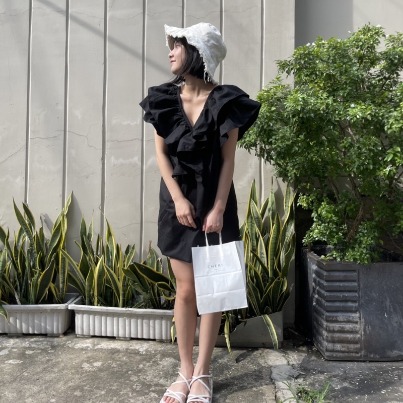ĐẦM DÁNG CHỮ A PHỐI CỔ XẾP LY BÈO