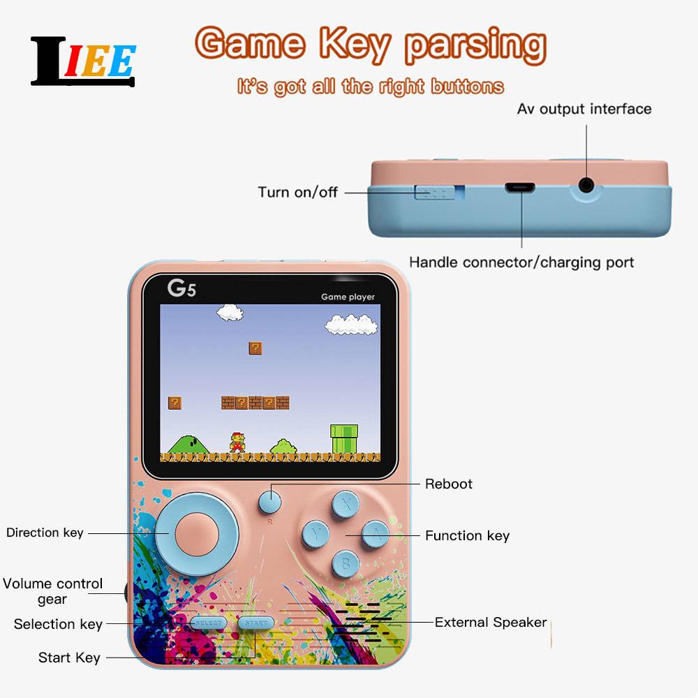 Máy Chơi Game Cầm Tay G5 Super Mario 500 Trò Chơi Cổ Điển Màn Hình LCD Phong Cách Retro