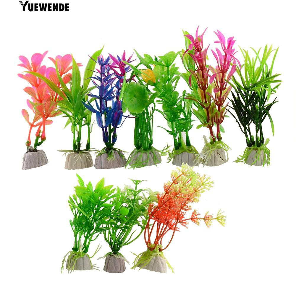 Bộ 10 cỏ nhân tạo bằng nhựa trang trí cho bể cá