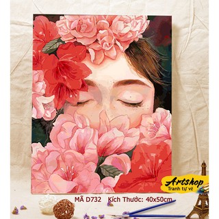 D732 Tranh tô màu theo số sơn dầu số hóa ARTSHOP đã căng khung sẵn và dầu phủ bóng