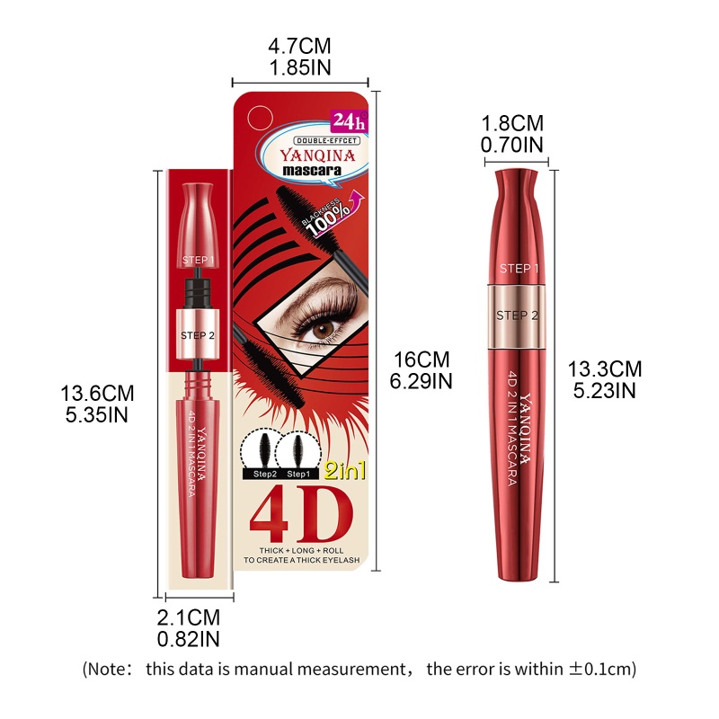 Mascara YOUYO Sợi Tơ 4D 2 Trong 1 Làm Dài Và Dày Mi Tự Nhiên