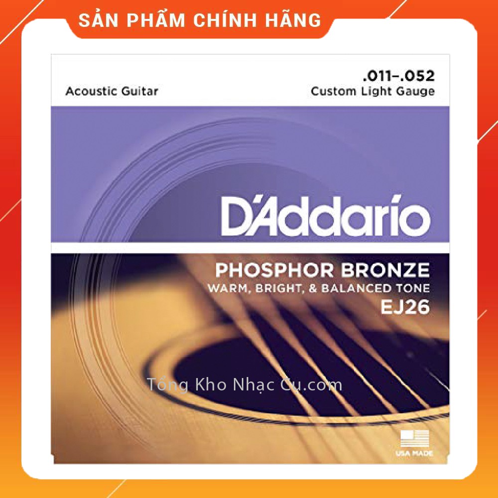 Dây Đàn Acoustic Guitar Phosphor Bronze D'Addario EJ26