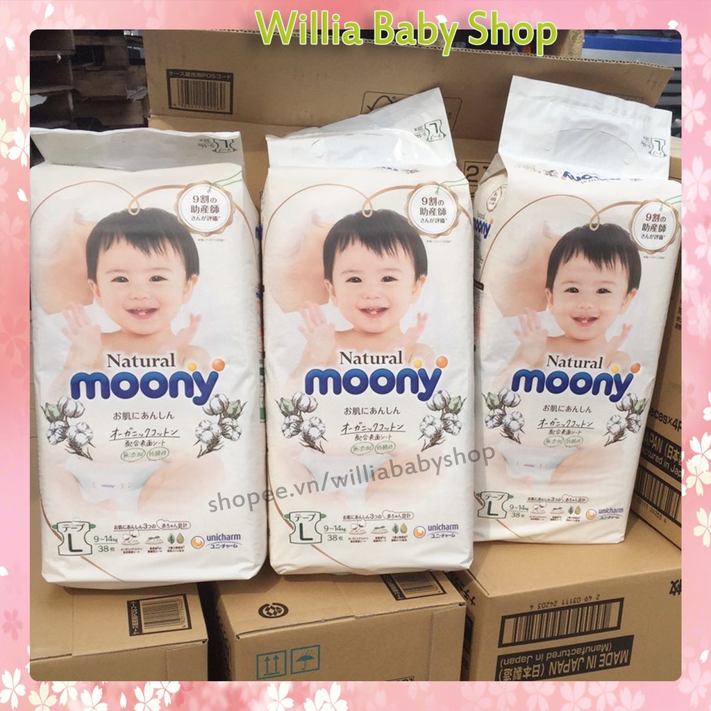 Bỉm Moony Natural ❤️️ Moony Natural Nội Địa Chính Hãng - Bỉm Moony Dán/Quần Đủ Size NB63/S58/M48/L36/XL32