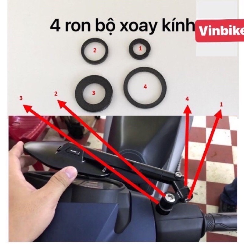 Bộ Ron Xoay Kính xe máy Quay Gập 360 độ